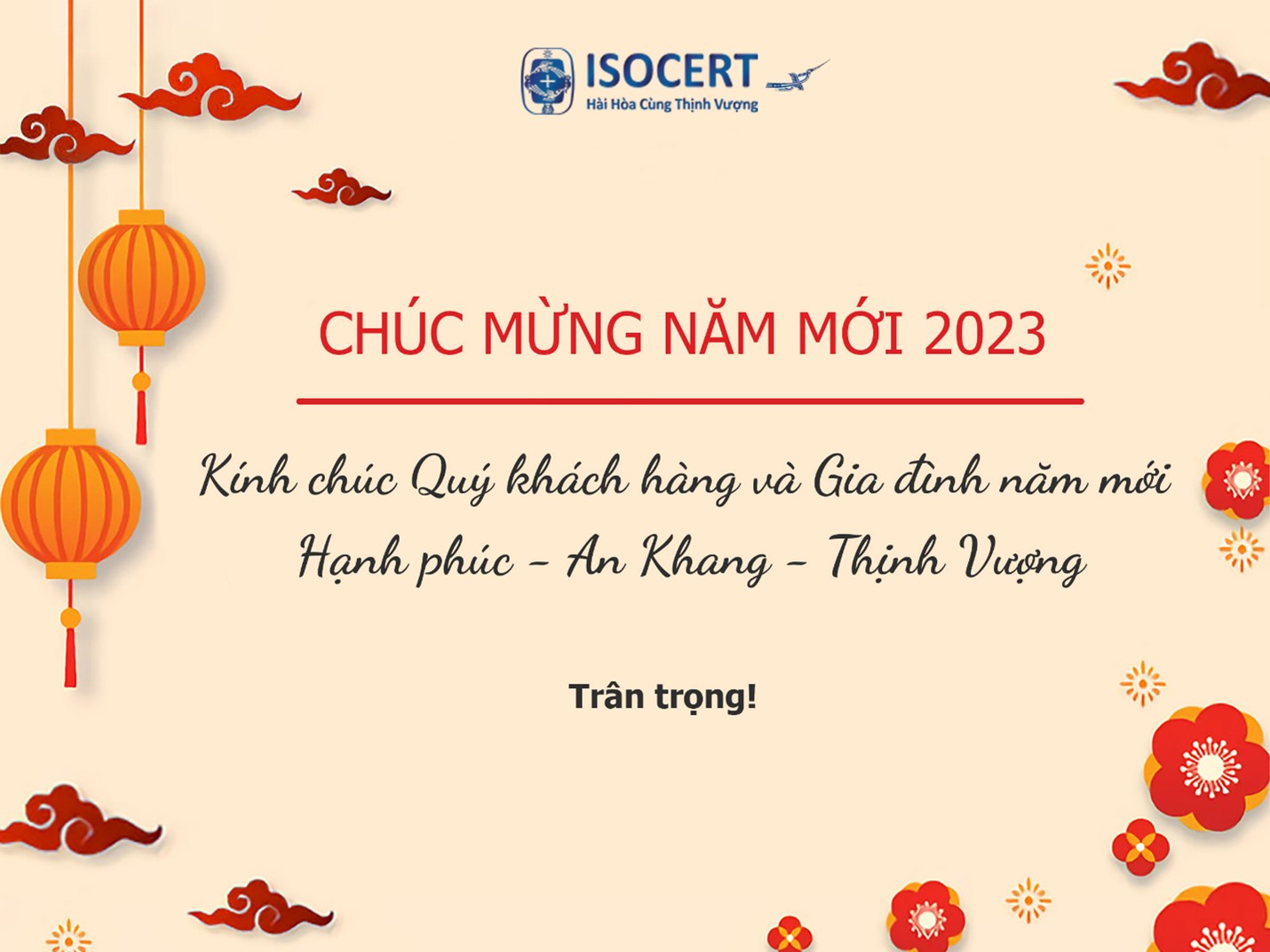 ISOCERT xin thông báo đến quý khách hàng thời gian nghỉ Tết Dương lịch 2023