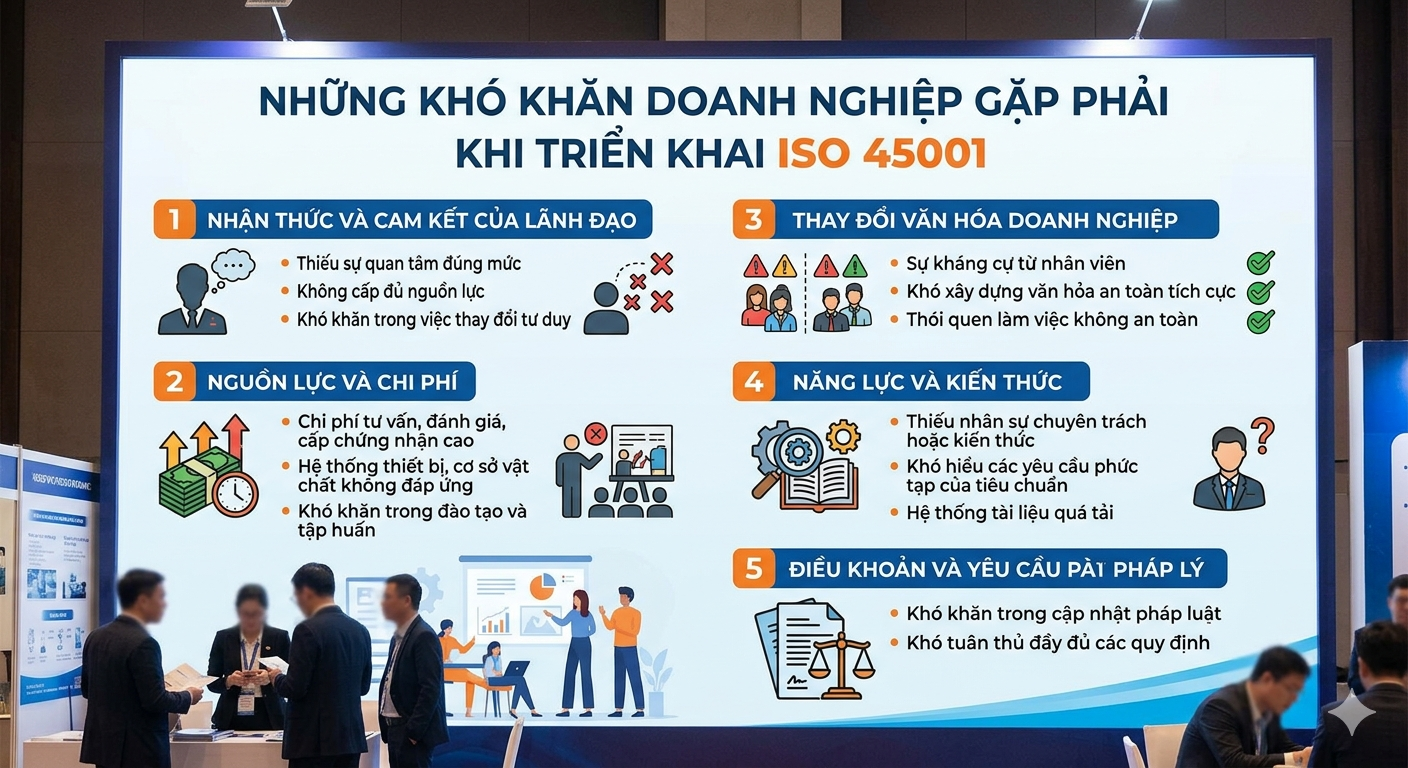 Những khó khăn doanh nghiệp có thể gặp phải khi triển khai iso 45001