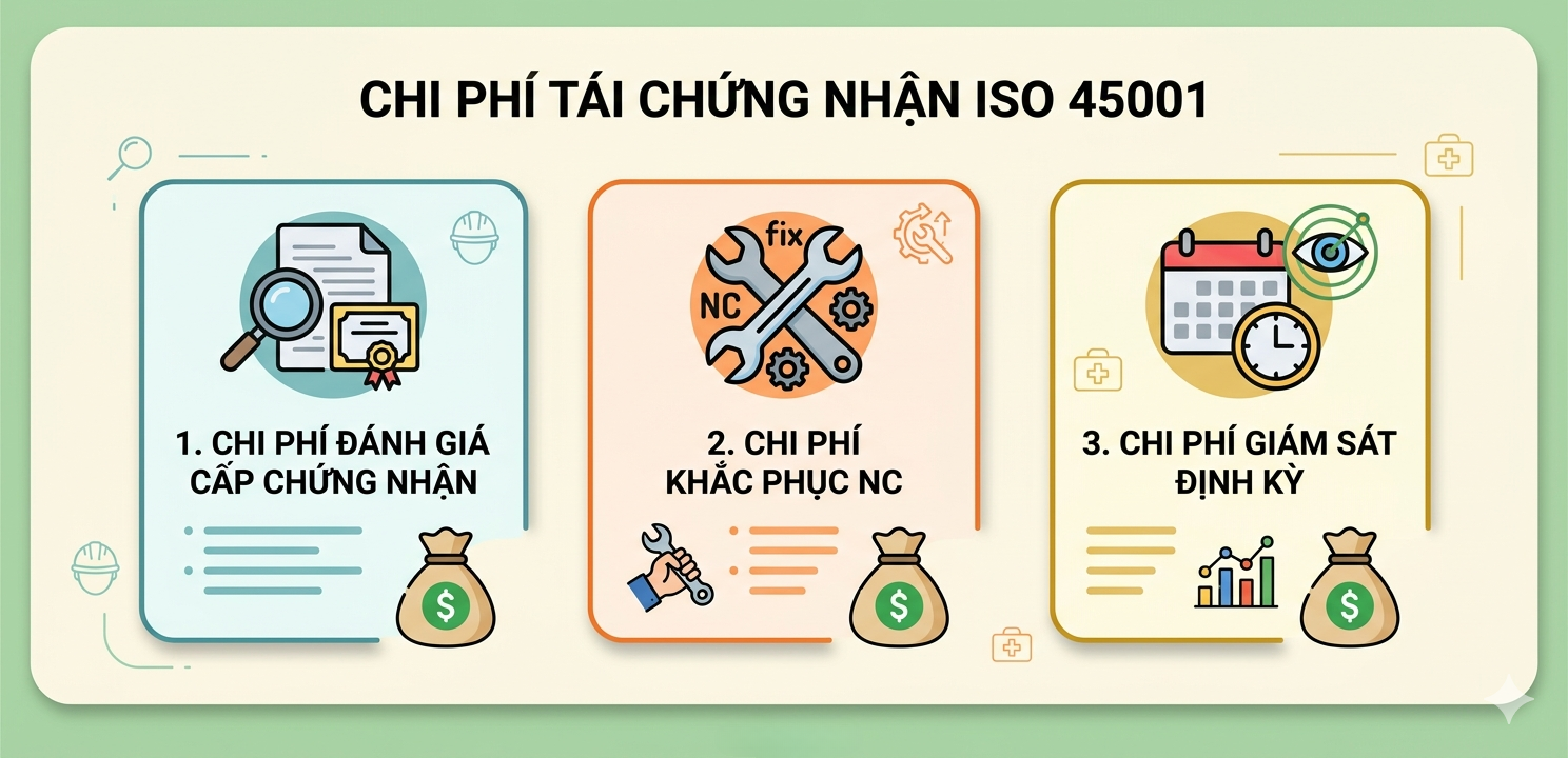Chi phí tái chứng nhận iso 45001 gồm những gì