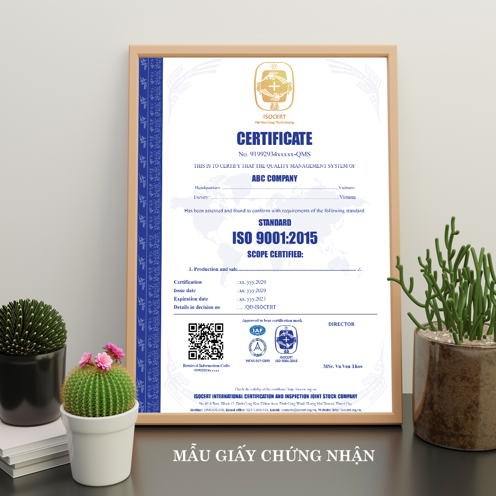 chứng chỉ iso 9001:2015