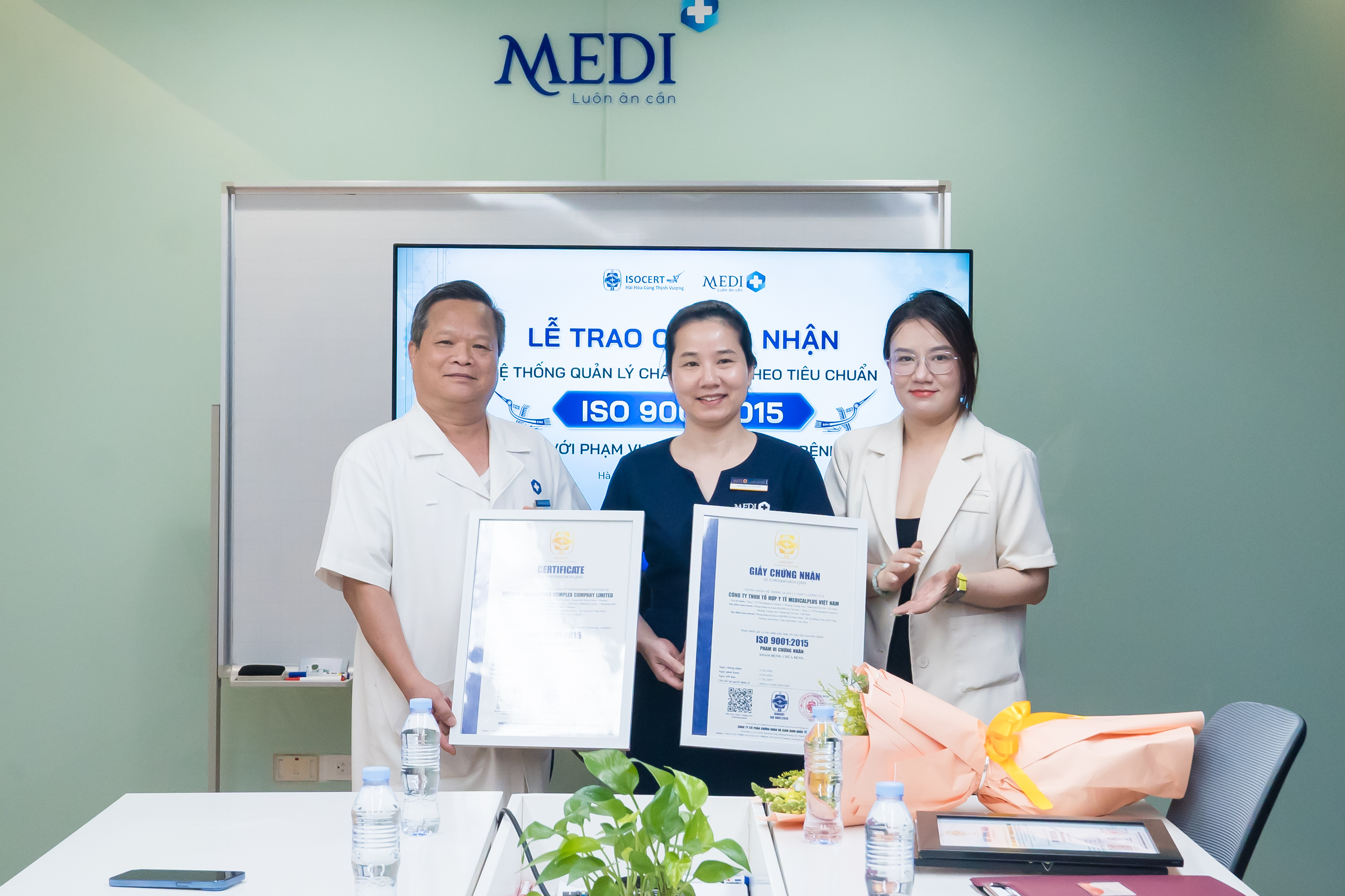 MEDIPLUS đạt chứng nhận ISO 9001:2015 cho phạm vi khám bệnh, chữa bệnh