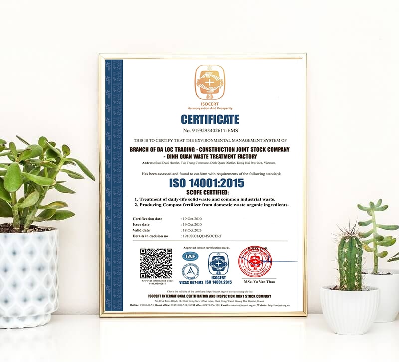 Mẫu giấy chứng nhận ISO 14001 cho tổ chức môi tường hiện tại - 3