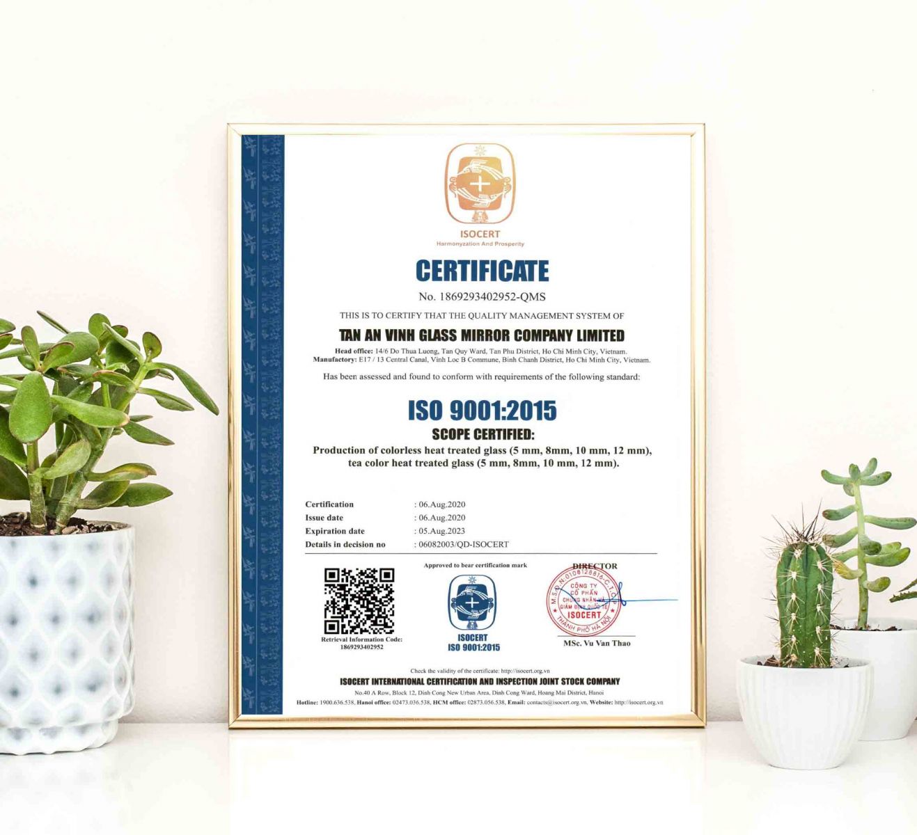 các mẫu giấy chứng nhận ISO 9001:2015