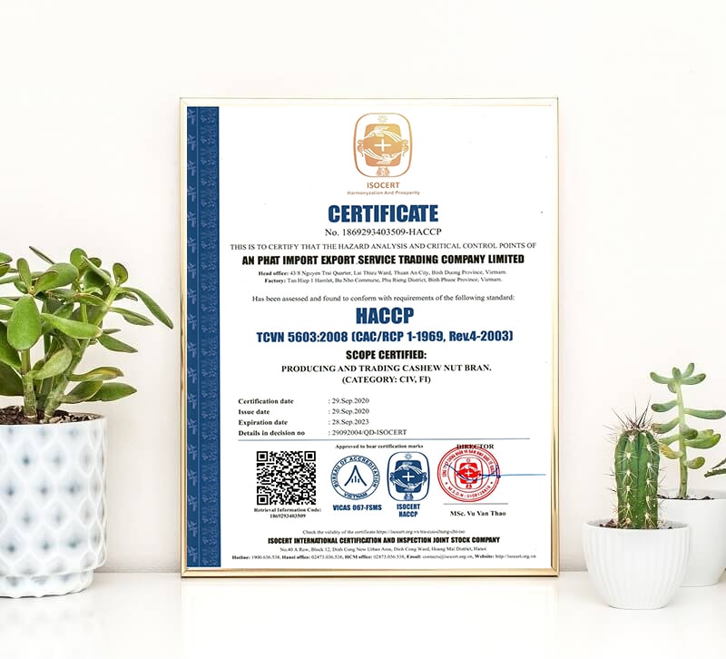ISOCERT cấp giấy chứng nhận HACCP cho công ty TNHH Thương mại Dịch vụ Xuất Nhập Khẩu Ân Phát - 2