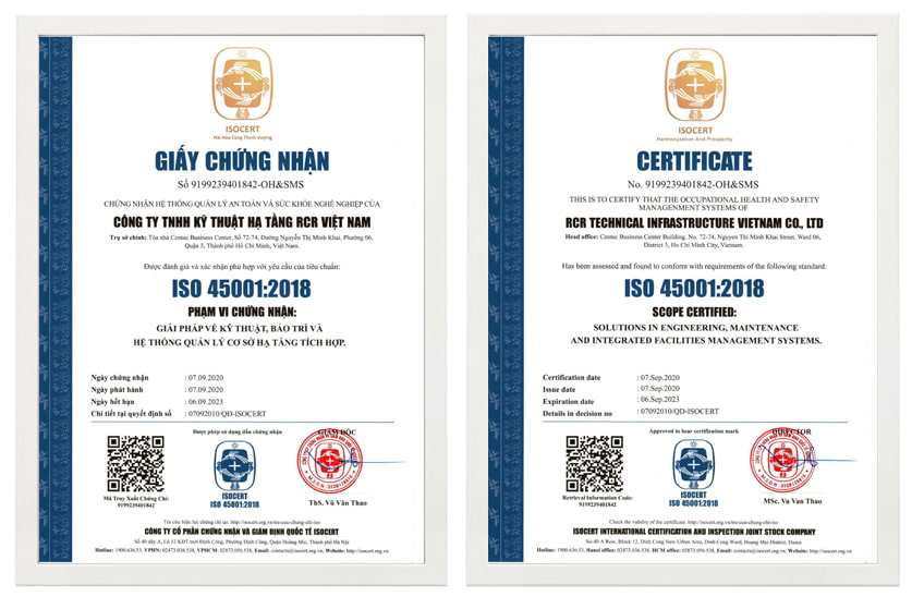 Giấy chứng nhận ISO 45001:2018
