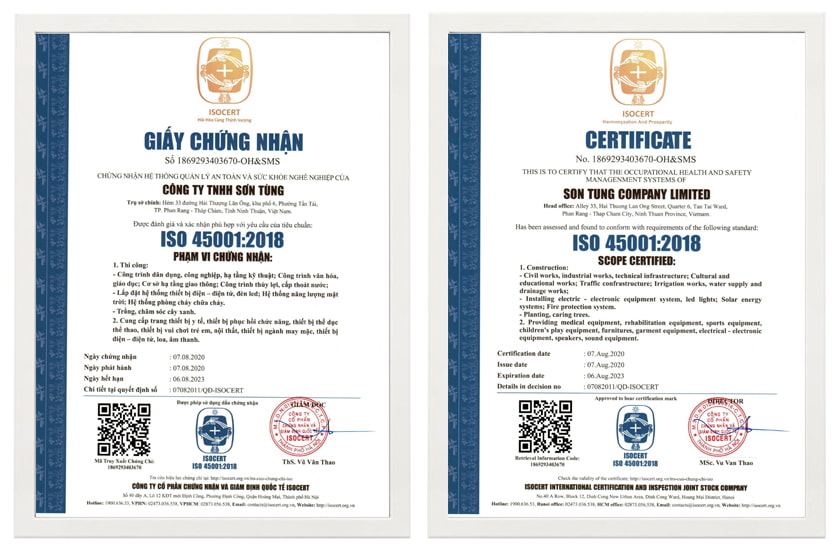 giấy chứng nhận ISO 45001